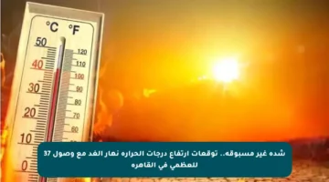 شدة غير مسبوقة.. توقعات ارتفاع درجات الحرارة نهار الغد مع وصول 37 للعظمى في القاهرة